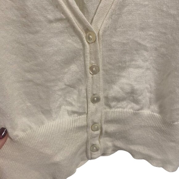 PURE Collection Off White Linen Cotton Blend Dolman Sleeve Cardigan US Size 2‎ - Picture 3 of 7